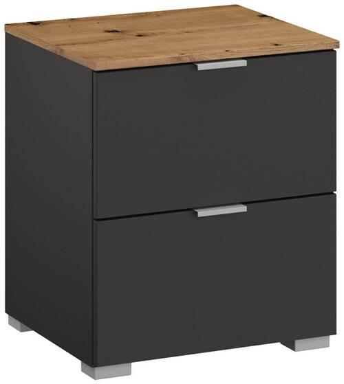 SZAFKA NOCNA LIMA - kolor aluminiowy/kolor grafitowy, Trend, materiał drewnopochodny/metal (40/49/42cm) - Stylife