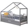 Hausbett Lou m. Zusatzbett ca. 90x200 cm Holz Hellgrau - Hellgrau/Naturfarben, MODERN, Holz/Textil (90/200cm) - MID.YOU