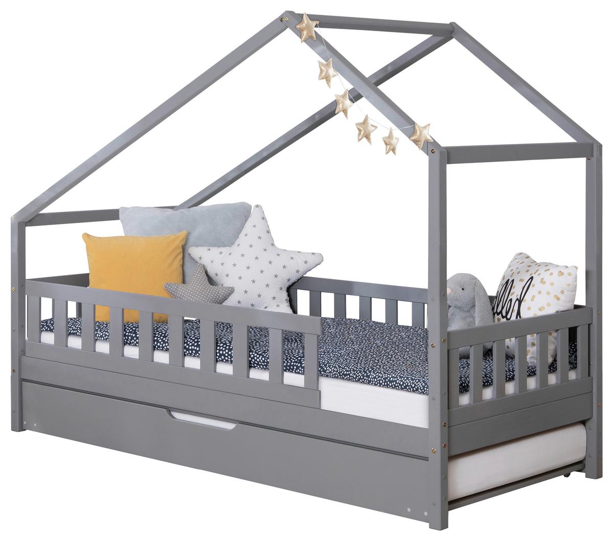Hausbett Lou ca. 100x200 cm Holz Hellgrau - Hellgrau/Naturfarben, MODERN, Holz (100/200cm) - MID.YOU