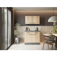 Buffet Oliver Grau/Eiche - Schwarz/Eiche Artisan, Trend, Holzwerkstoff/Metall (100/200/60cm) - Respekta