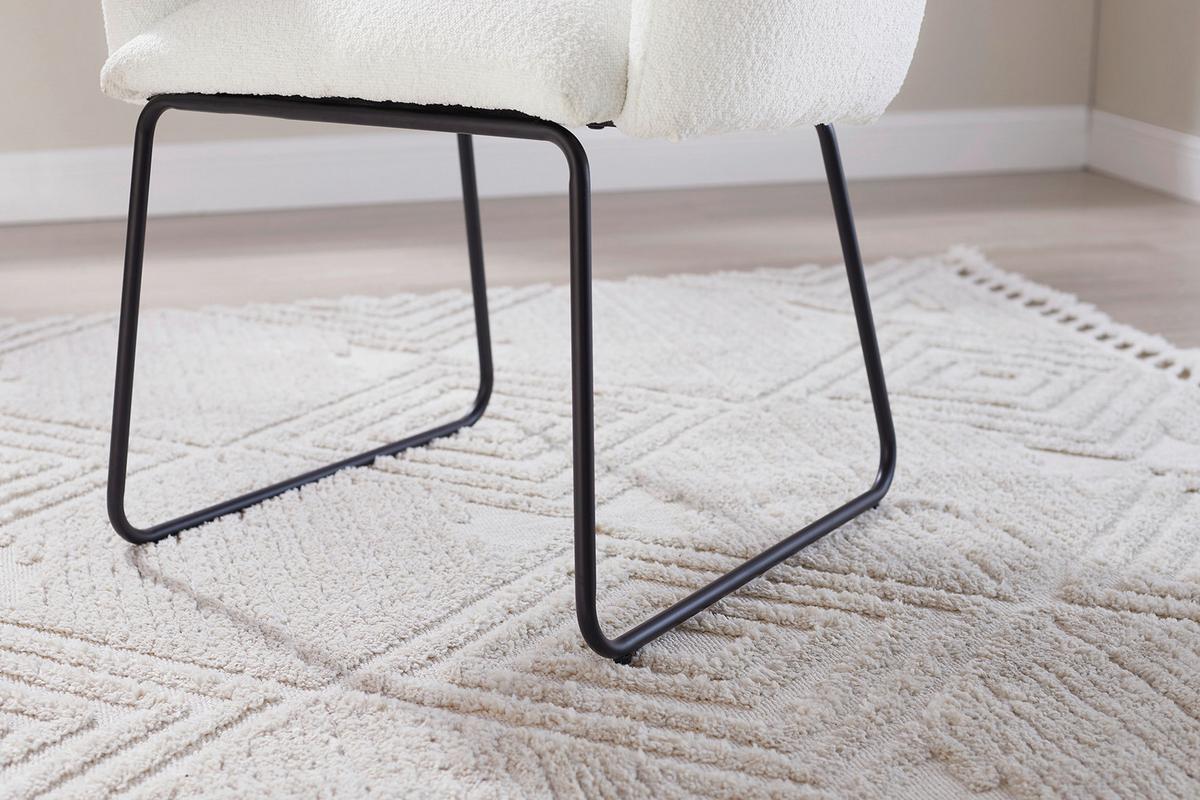 Naslanjač Bouclé, Bela - črna/bela, Moderno, kovina/tekstil (73,5/87/64,5cm) - Livetastic