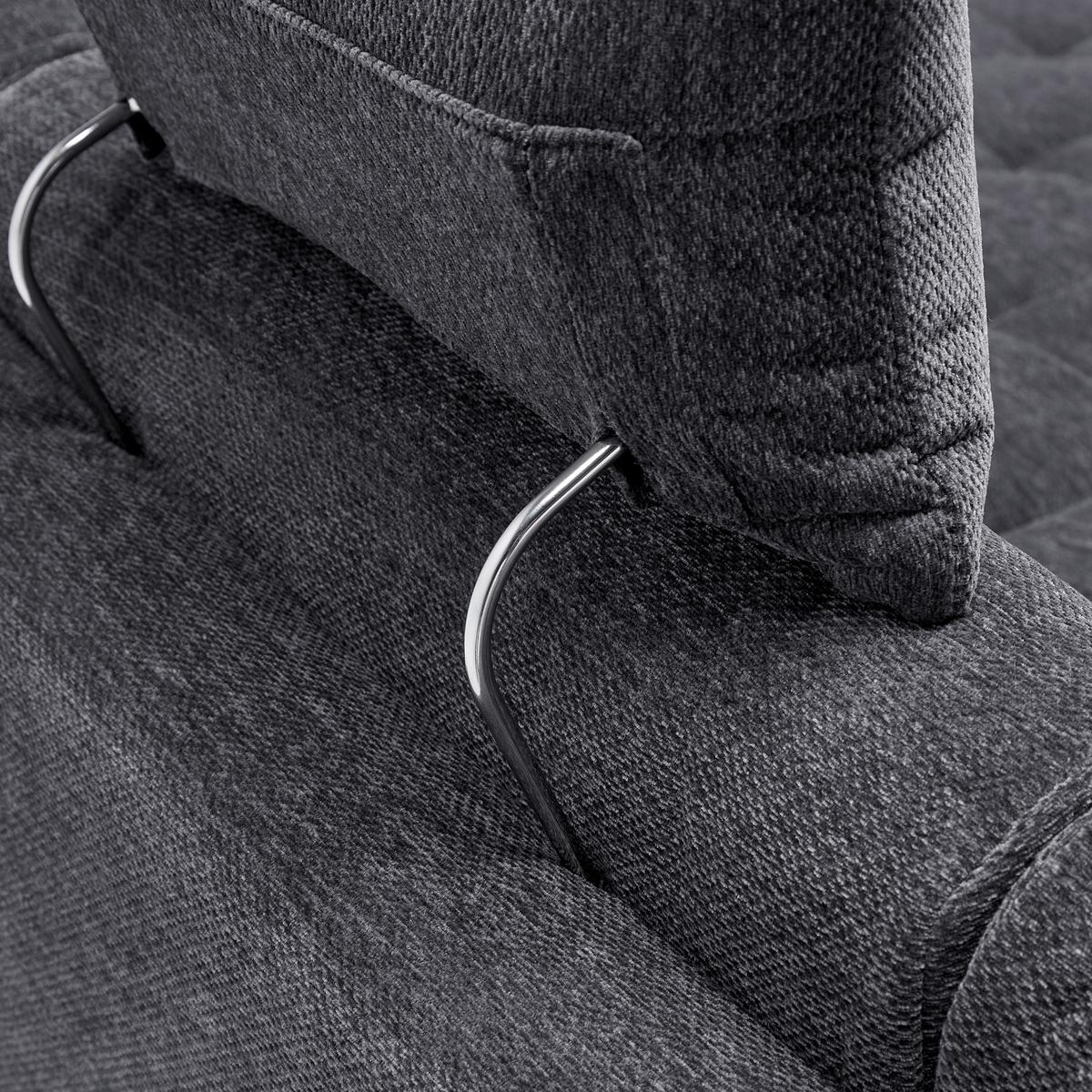 Ecksofa Focus L Grau Chenille - Schwarz/Grau, KONVENTIONELL, Holz/Textil (167/256cm) - Based