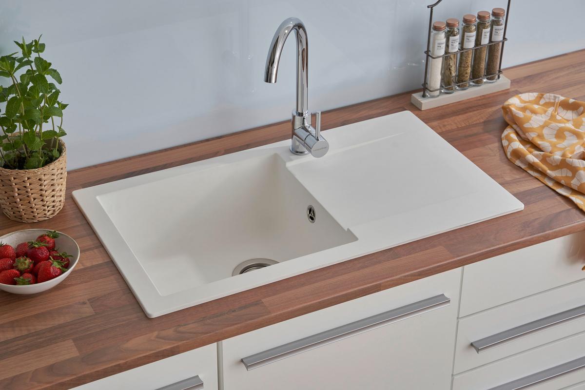 Einbauspüle Denver ca. 78x17x43,5 cm Weiß - Weiß, Trend, Glas/Kunststoff (78/17/43,5cm) - Respekta