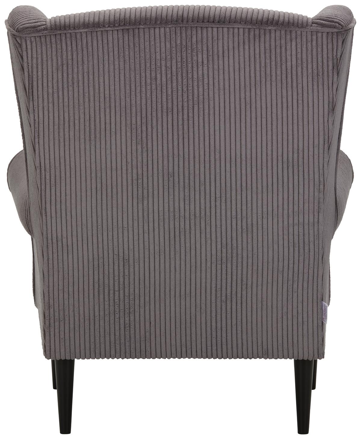 Ohrensessel Viola in Dunkelgrau - Dunkelgrau/Schwarz, Holz/Textil (82/95/85cm) - Mömax
