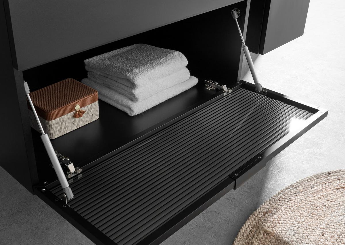 Mosdó Alatti Szekrény Diosa - fekete, Konventionell, faalapú anyag/üveg (80/55/46cm) - home24