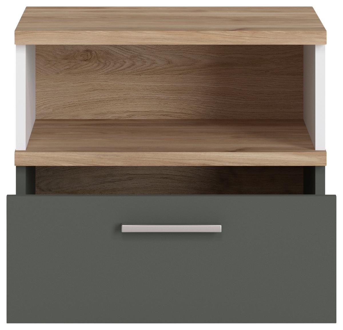 Noćni Ormarić Twenty - bijela/boje grafita, Moderno, drvni materijal/plastika (50/45/40cm) - Modern Living