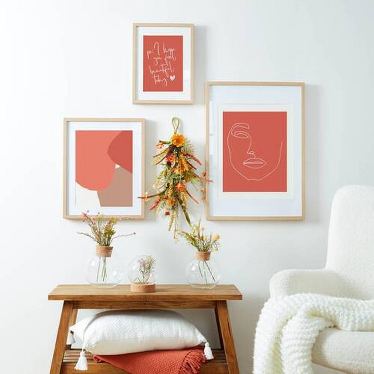 Dekozweig Annika - Gelb/Orange, KONVENTIONELL, Kunststoff (32/65/5cm)