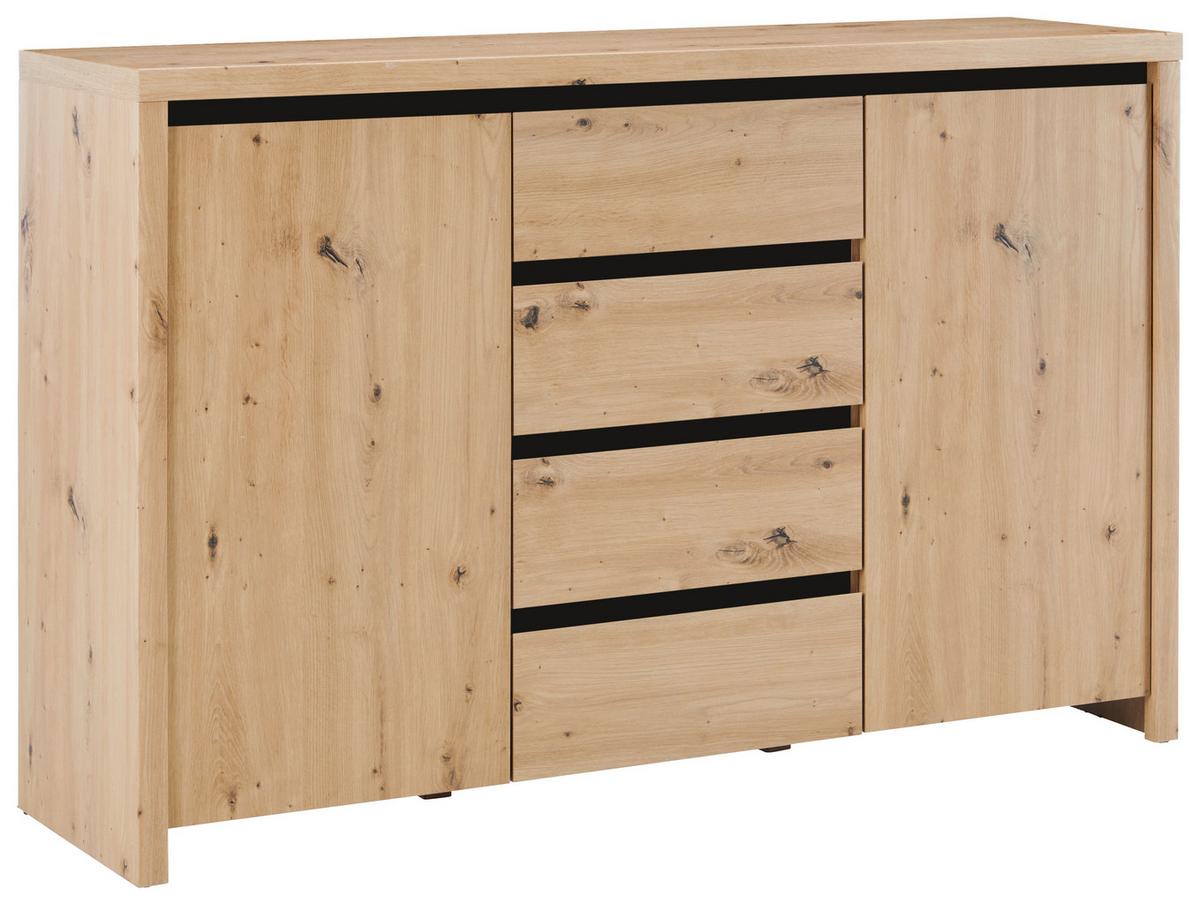Sideboard Larios in Eichefarben - Schwarz/Eiche Artisan, MODERN, Holzwerkstoff (143/91/40cm) - Mömax