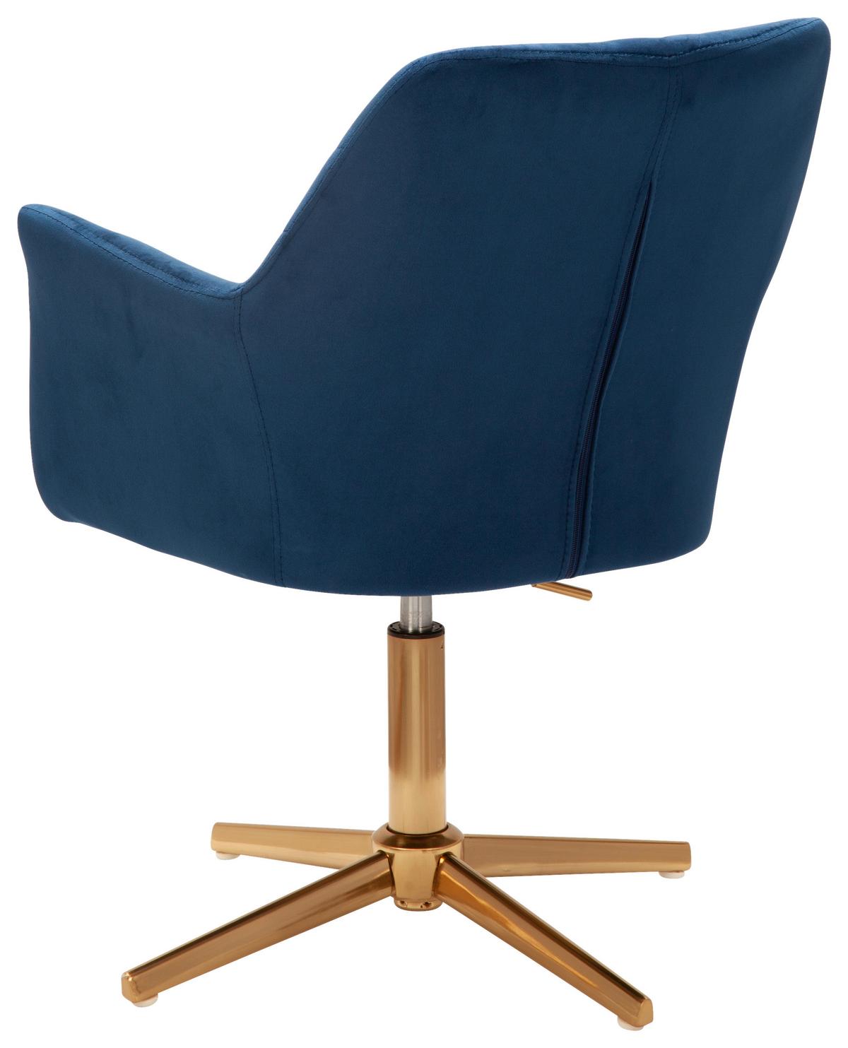 Naslanjač Wl6.307 - zlate barve/temno modra, Konvencionalno, kovina/tekstil (55/97/55cm) - MID.YOU