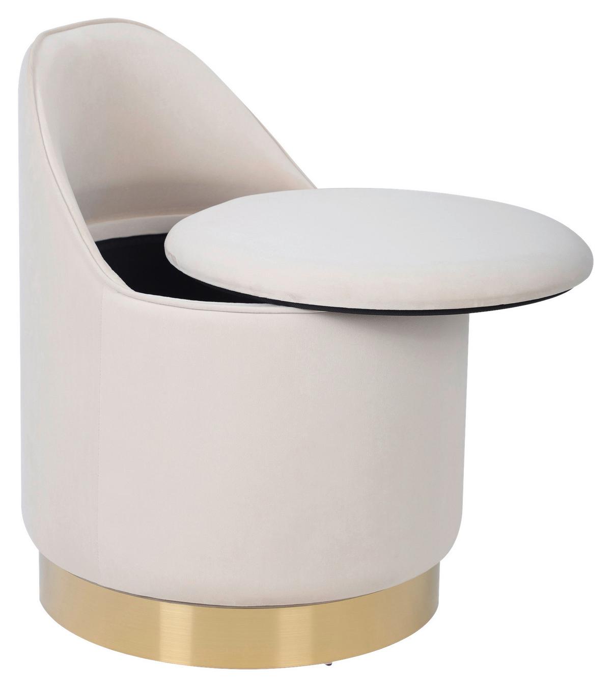 DREHHOCKER VIKTOR 125 - Beige/Goldfarben, Design, Textil/Metall (52/68cm) - Kayoom