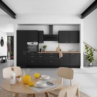 Küchenblock Touch High m. Geräten Schwarz - Edelstahlfarben/Eichefarben, MODERN, Holzwerkstoff/Metall (360cm) - Nobilia