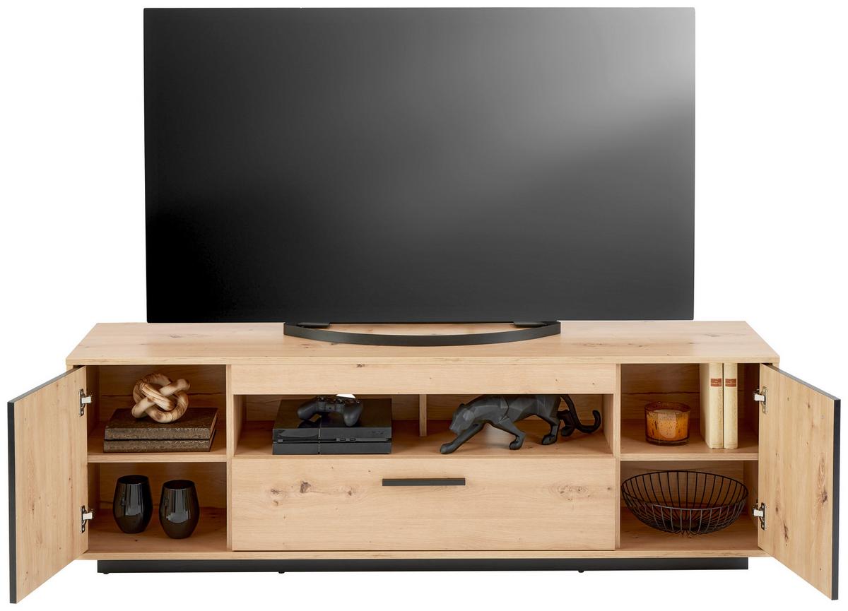 Tv Komoda Lukas - hrast Artisan/crna, Trend, drvni materijal/plastika (163,6/52,2/40,2cm) - Modern Living