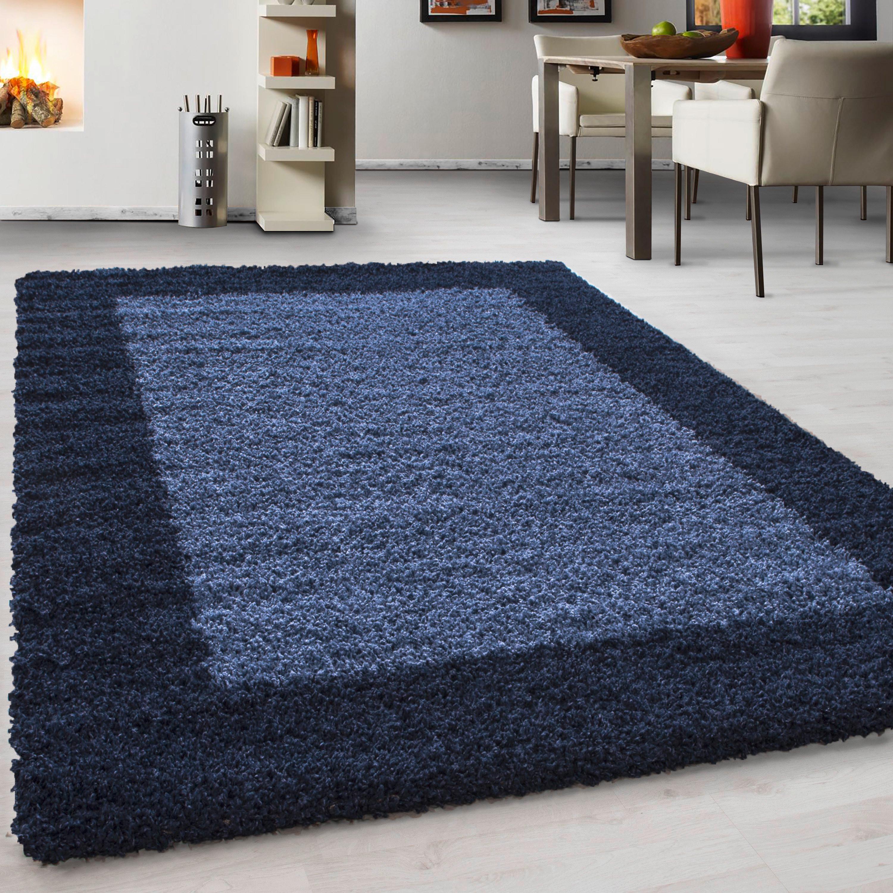 Preproga Z Visokim Florom Life, Temno Modra, 120x170cm - modra/temno modra, Konvencionalno, tekstil (120/170cm) - Novel