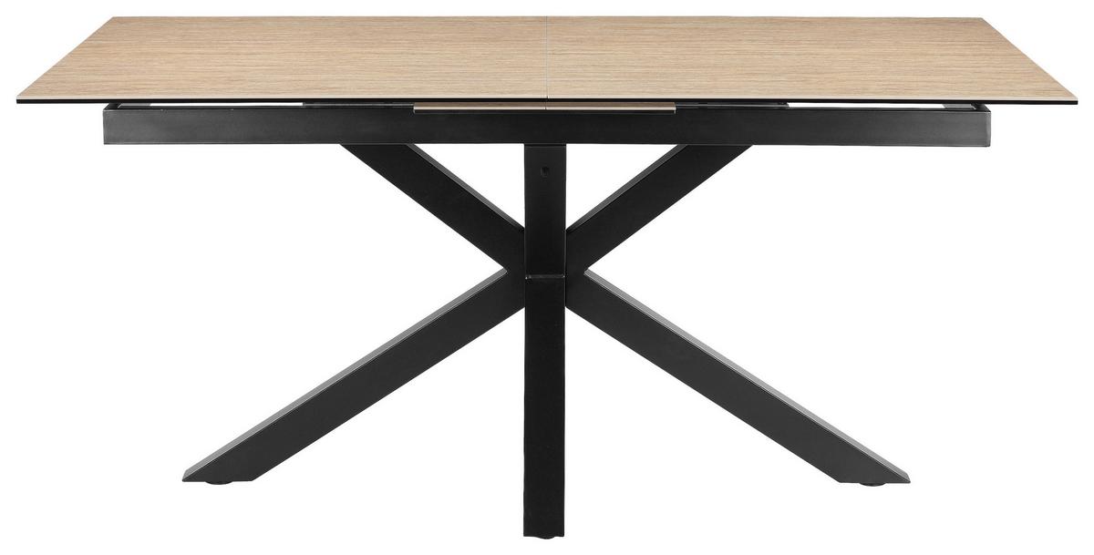 Raztegljiva Miza Lotus, Bež, 168-210x90 - črna/bež, Moderno, kovina/steklo (168-210/90/76cm) - MID.YOU