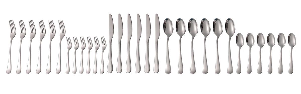 Jedilni Pribor Grado, 30-Delni - srebrne barve, Basics, kovina - Echtwerk