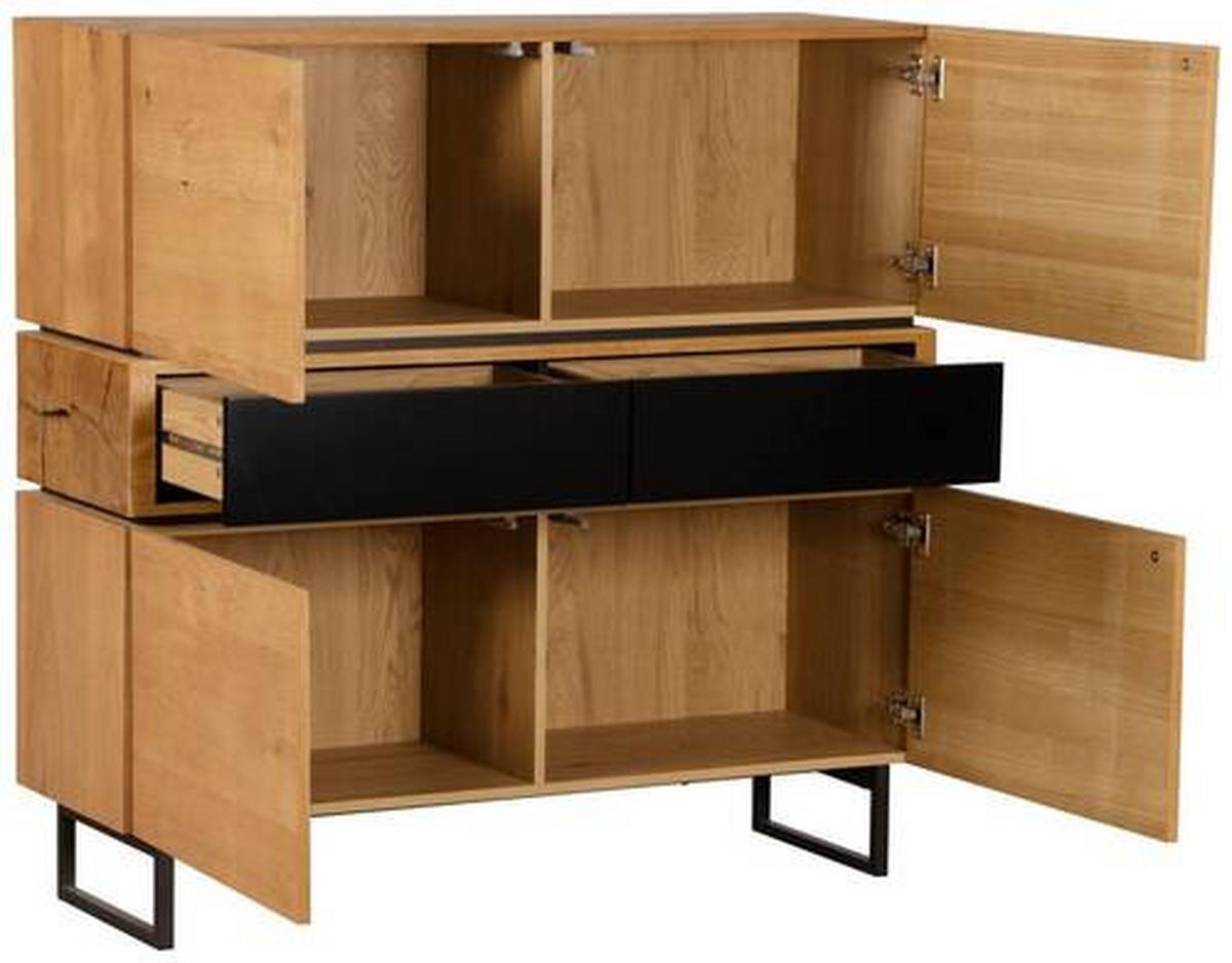 KOMODA SZEROKA OBAN - kolor dębowy/czarny, Design, materiał drewnopochodny/metal (120/119/40cm) - MID.YOU