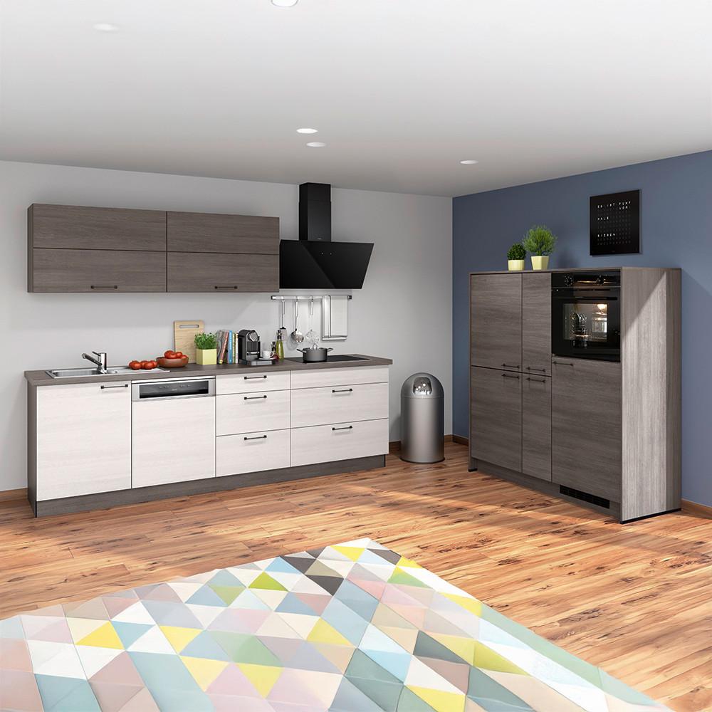 Küchenblock Plan o. Geräte Eiche - Eichefarben/Schwarz, MODERN, Holzwerkstoff/Metall (270/150cm) - Express-Kuechen