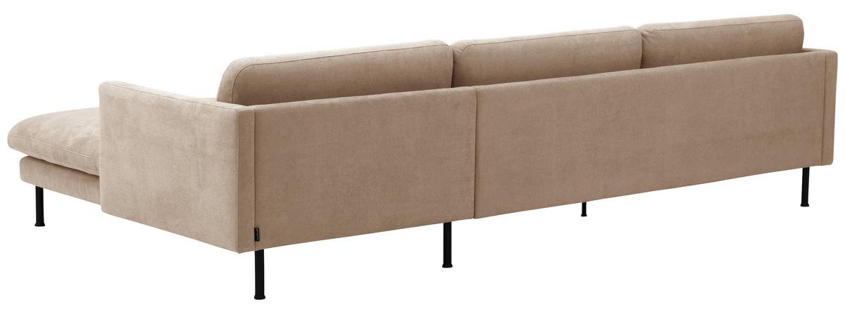 Ecksofa Nathan in Beige Flachgewebew. - Beige/Schwarz, MODERN, Textil/Metall (286/160cm) - Max Winzer