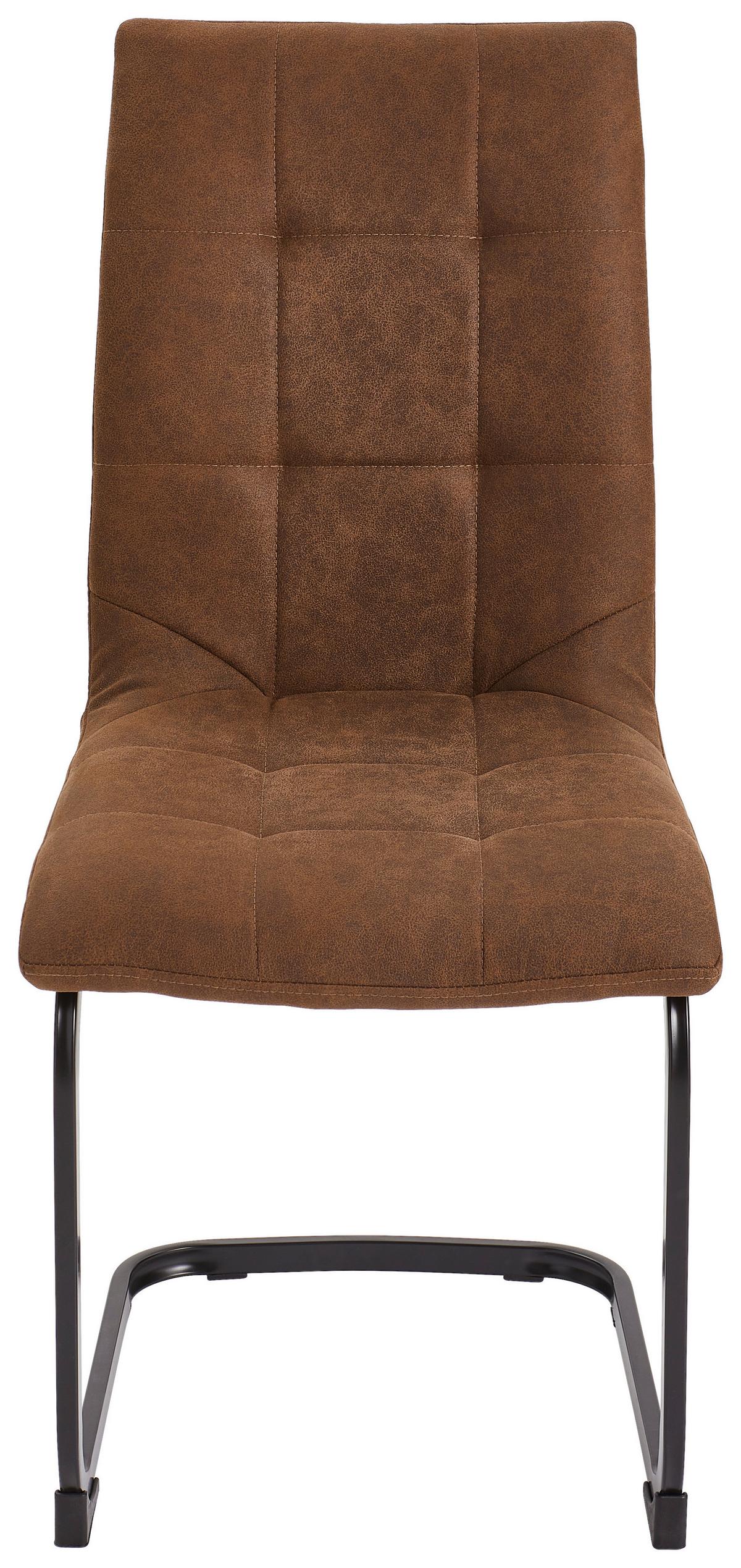 KRZESŁO NA PŁOZIE WERNER - czarny/szary, Basics, metal/tkanina (45/95/61cm) - MID.YOU