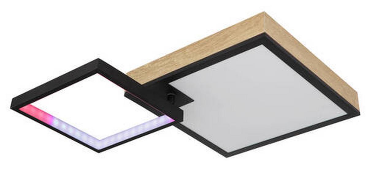 LED-Deckenleuchte Jacky Schwarz/Dunkelbraun max.21Watt - Dunkelbraun/Opal, Natur, Holzwerkstoff/Kunststoff (60/41/10cm) - Globo