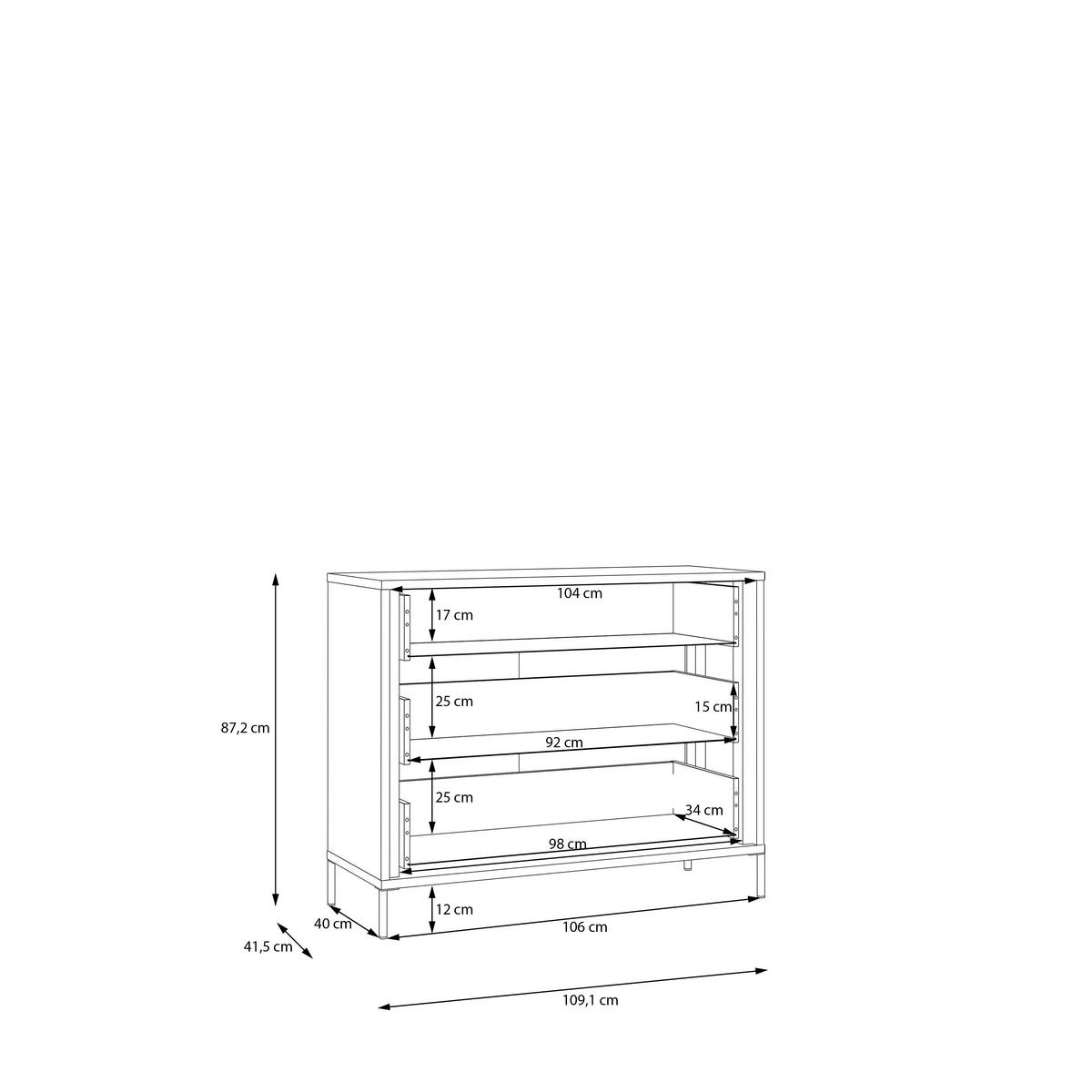 Komoda Seravel - boje hrasta/boje pijeska, Konvencionalno, drvni materijal/metal (109,4/87,2/41,5cm) - Modern Living