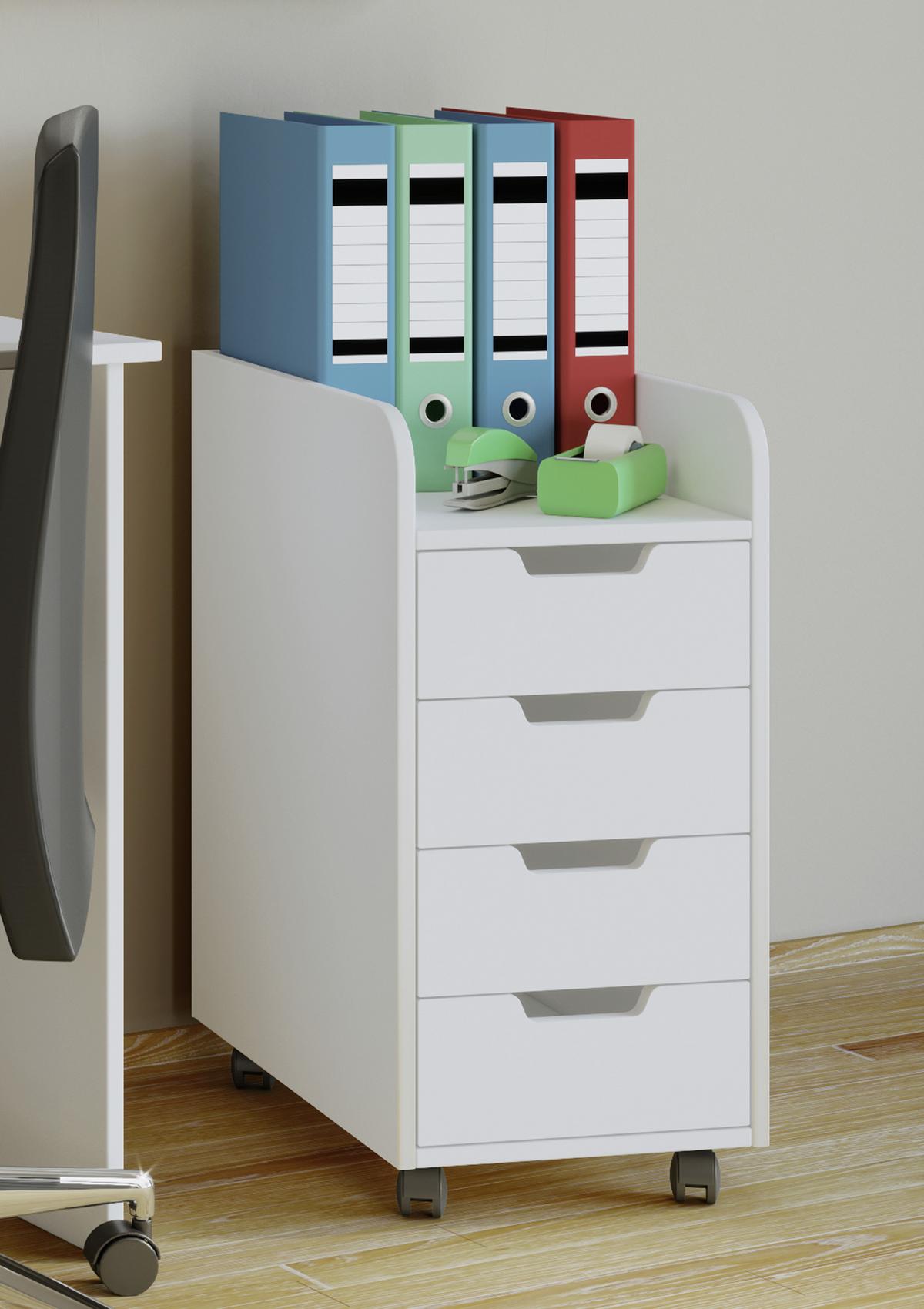 Predalnik Na Kolescih Konal, Bela - bela, Konvencionalno, umetna masa/leseni material (33/65/40cm) - MID.YOU