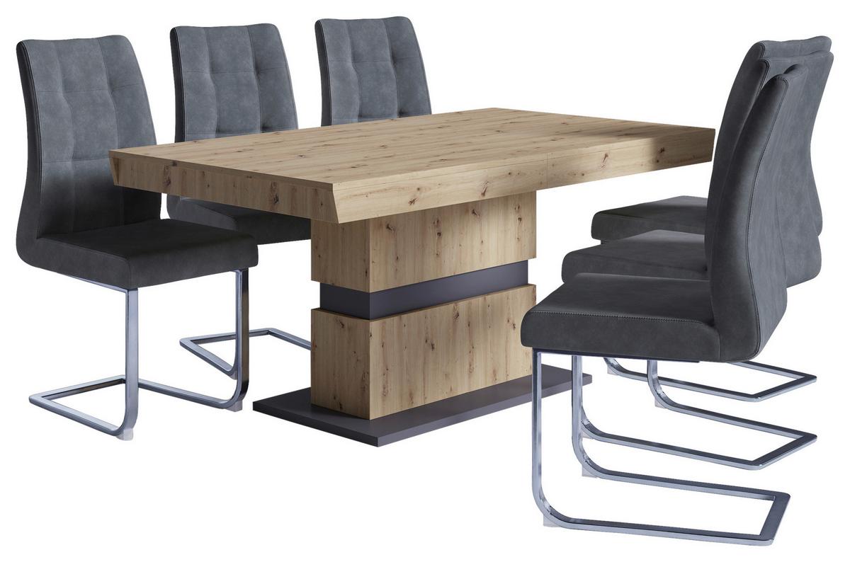 Schwingstuhl-Set MARLEN XXL Anthrazit, Wippfunktion - Anthrazit/Silberfarben, LIFESTYLE, Textil/Metall (47/96/62cm) - MID.YOU