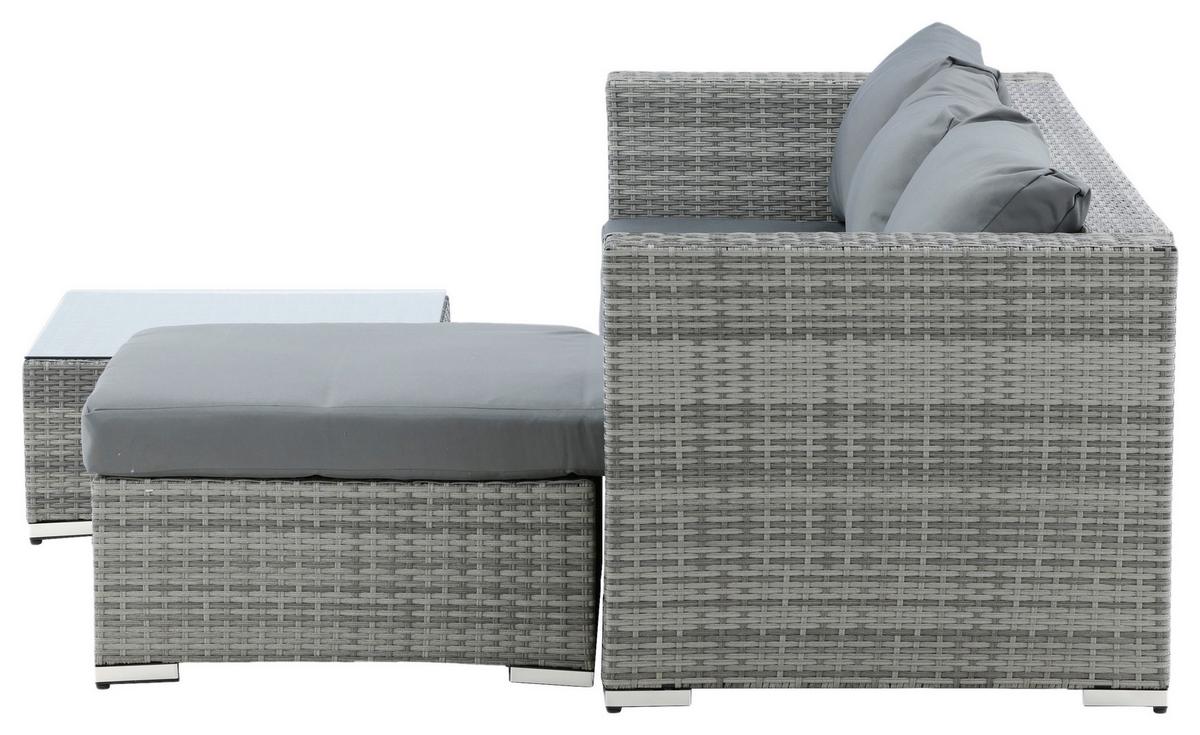Dining-Loungeset Rotterdam ca. 202x160 cm Grau - Grau, KONVENTIONELL, Glas/Kunststoff - Gardenson