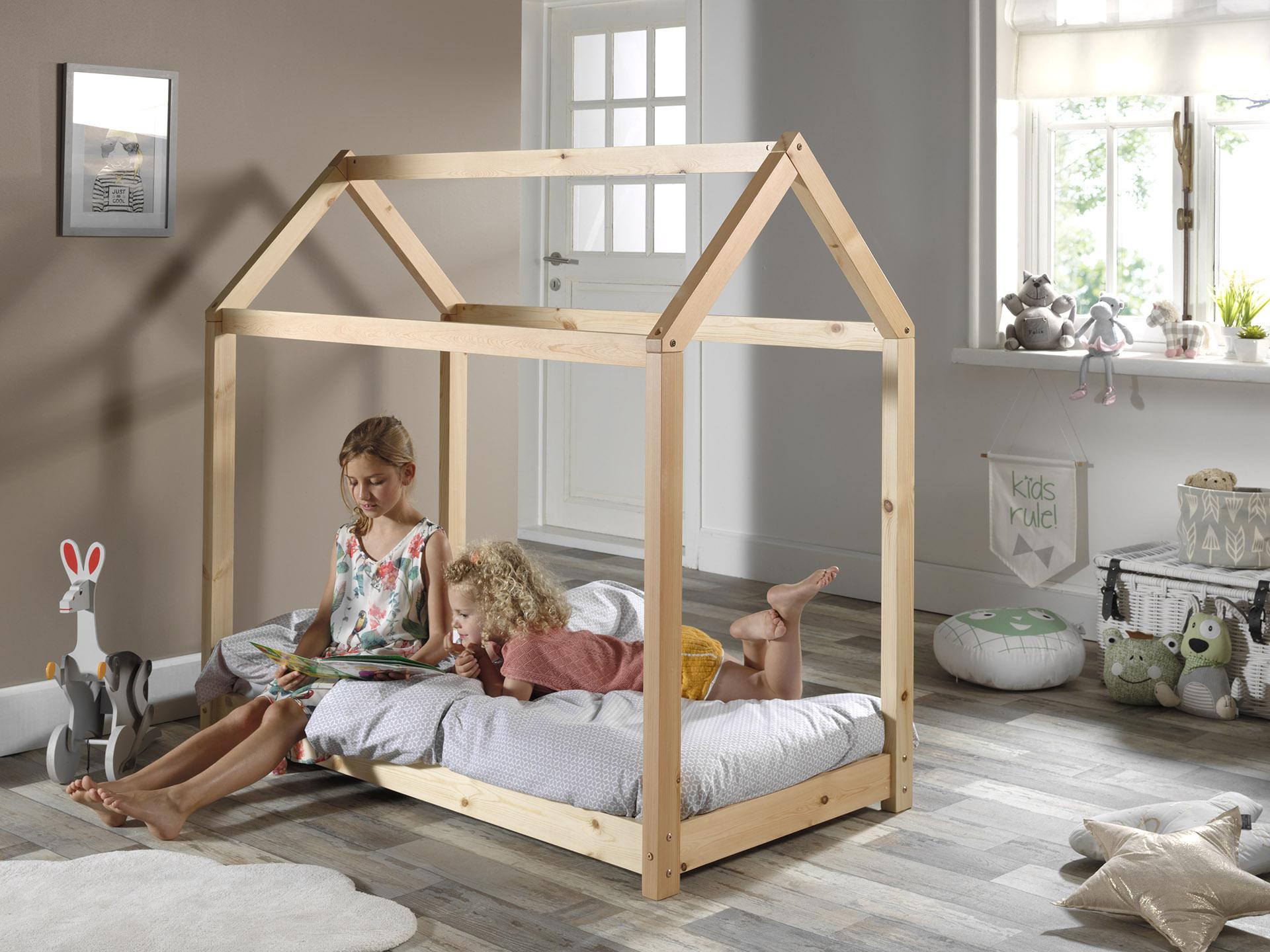 Hausbett Cabane 70x140 cm Kiefer Natur Echtholz - Naturfarben, MODERN, Holz (70/140cm) - MID.YOU