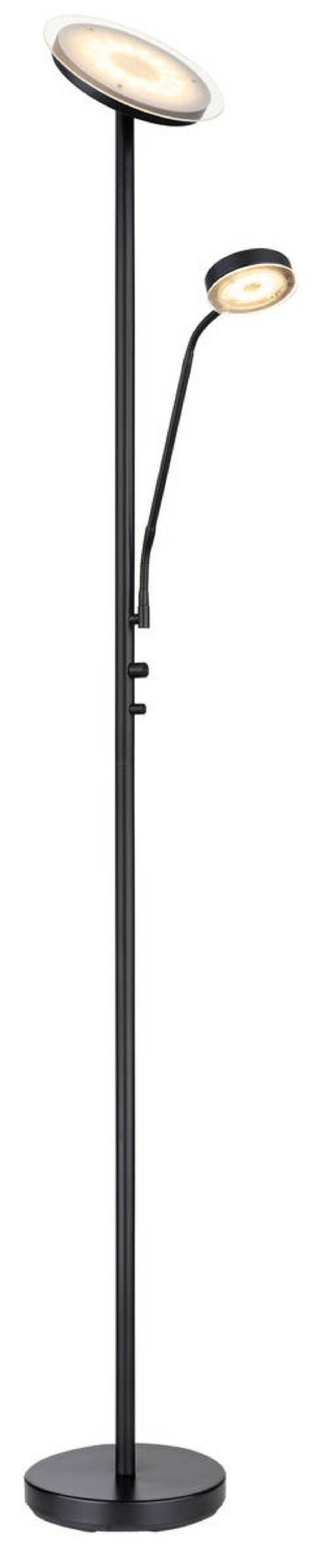 LED-Stehleuchte Ernst Schwarz max. 18,5 Watt - Schwarz, Design, Glas/Metall (26/180cm) - Globo