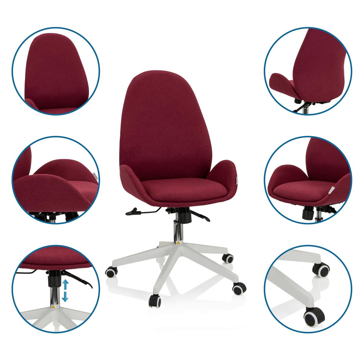 Vrtljivi Stol Avea I, Bordo Rdeča - bela/bordo, Basics, umetna masa/tekstil (56/104/58cm) - MID.YOU