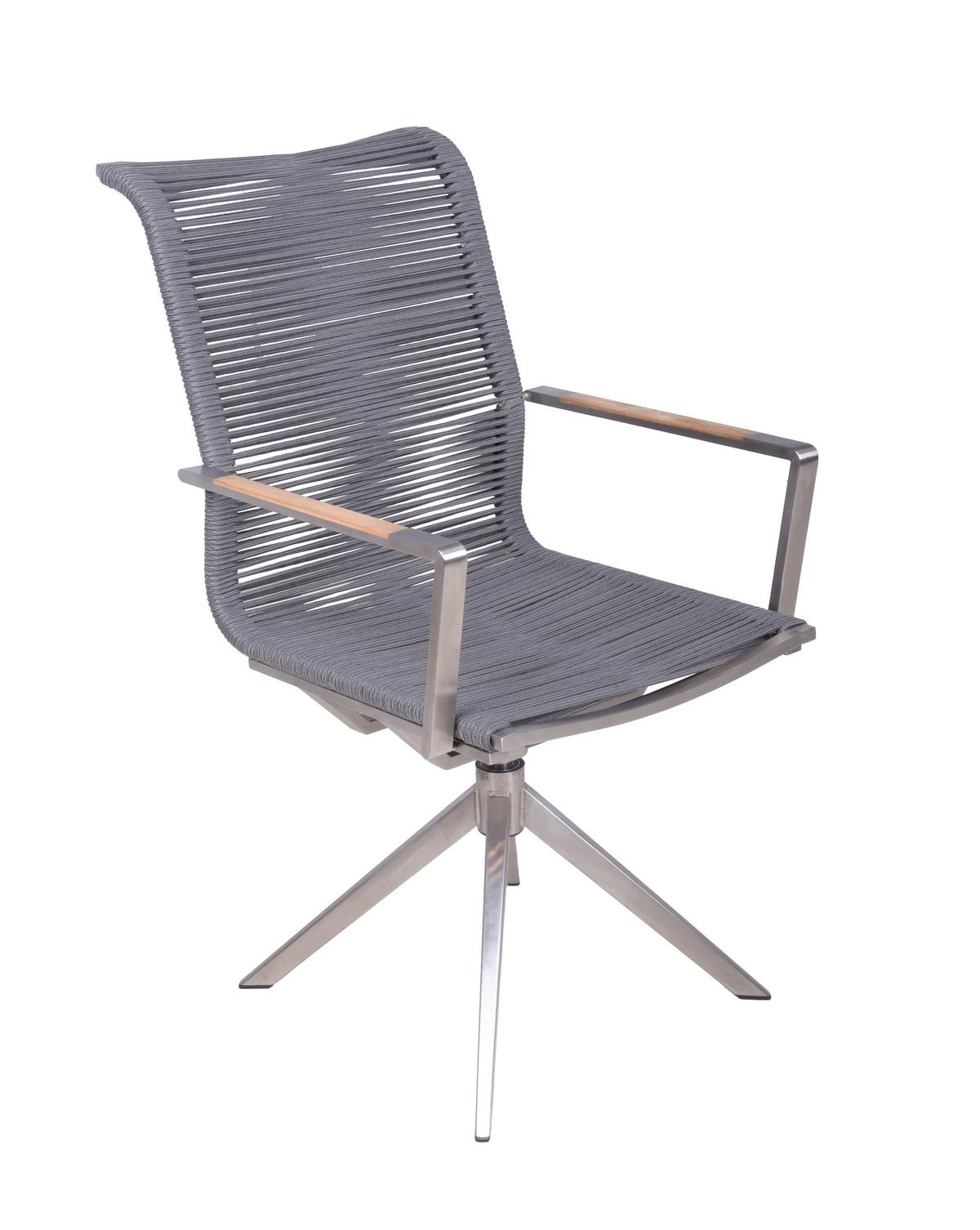 Gartenstuhl-Set Rubiera Anthrazit/Teak 2er-Set - Anthrazit/Silberfarben, Basics, Holz/Kunststoff (63/95/54cm) - Gardenson