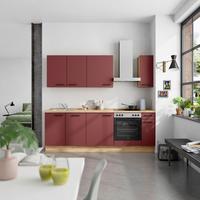 Küchenblock Easytouch Low m. Geräten Dunkelrot - Eichefarben/Schwarz, MODERN, Holzwerkstoff/Metall (240cm) - Nobilia