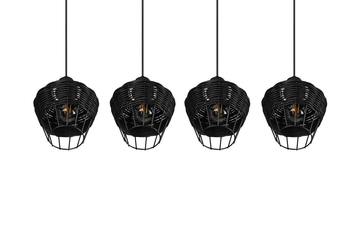 Pendelleuchte Borka Schwarz max. 40 Watt - Schwarz, ROMANTIK / LANDHAUS, Holz/Metall (95/150/17,5cm)