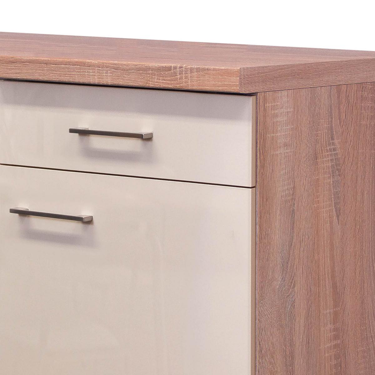 Küchenunterschrank in Kaschmir Sonoma Eiche 'Nepal' - Kaschmir/Edelstahlfarben, MODERN, Holzwerkstoff/Metall (100/86/60cm) - FlexWell