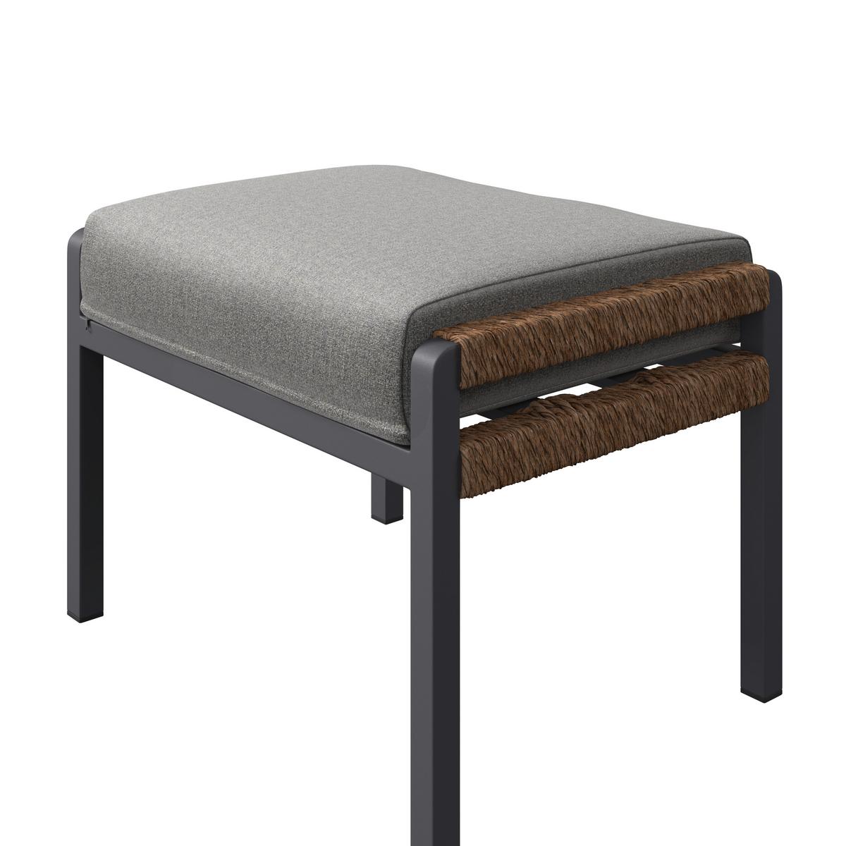 Loungegarnitur Casa Blanca Anthrazit/Naturfarben/Hellgrau - Anthrazit/Hellgrau, MODERN, Glas/Kunststoff