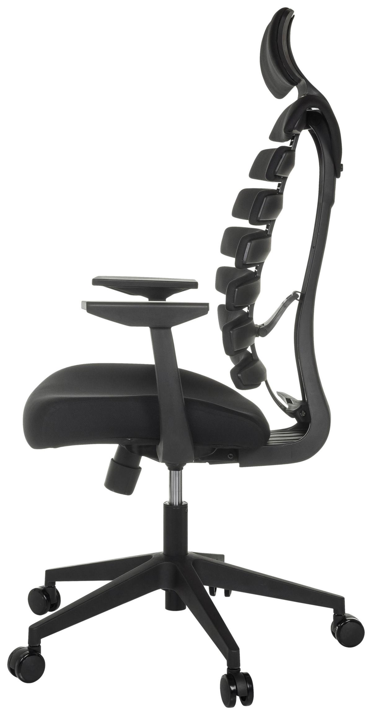 Pisarniški Stol Ergo Line Eco, Črna - črna, Moderno, umetna masa/tekstil (64/120 - 130/62cm) - MID.YOU