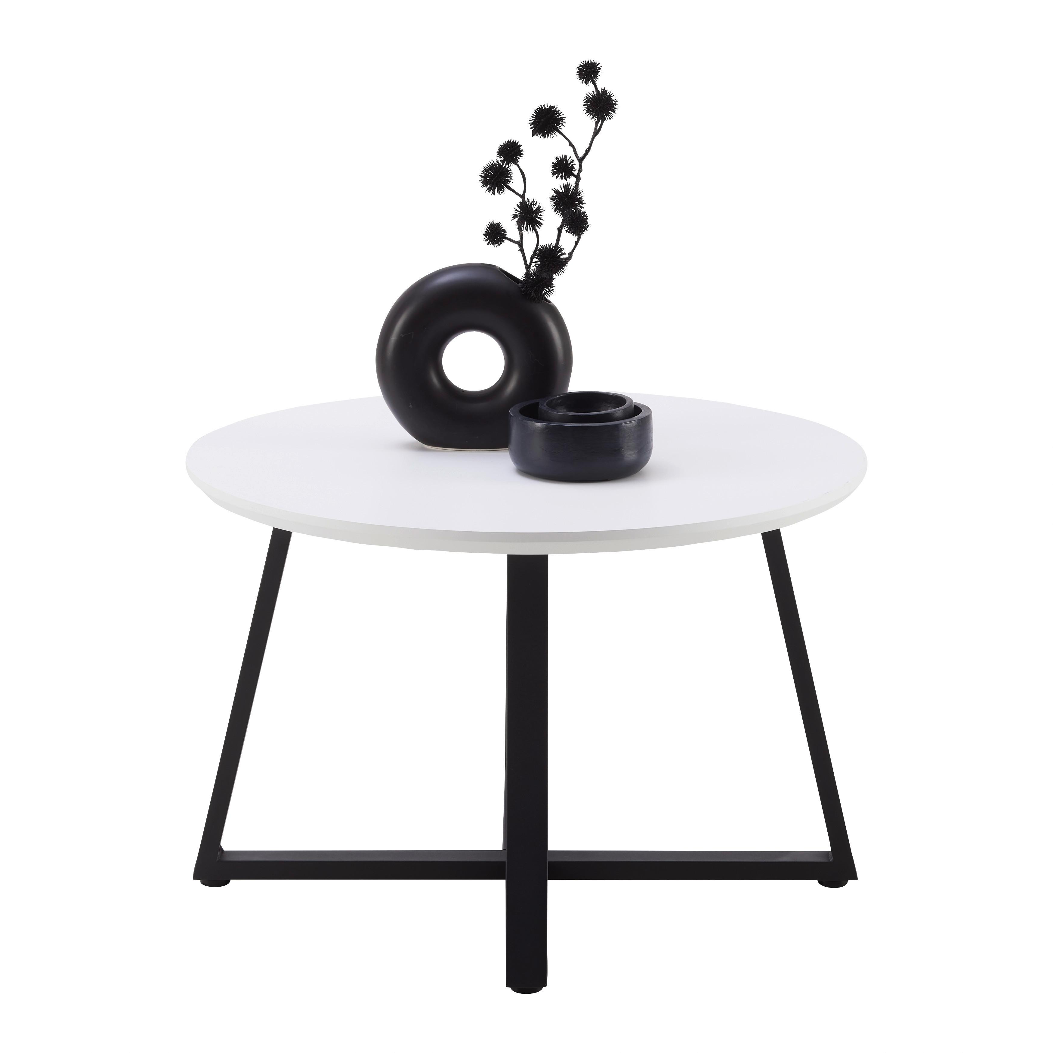 Dohányzóasztal Brava - fekete/fehér, Modern, faalapú anyag/fém (70/70/45cm) - Mömax