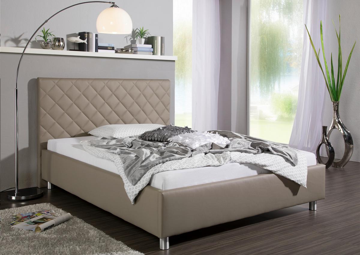 Polsterbett Baltimore Taupe ca. 140x200 cm - Taupe/Alufarben, MODERN, Textil/Metall (140/200cm) - Livetastic