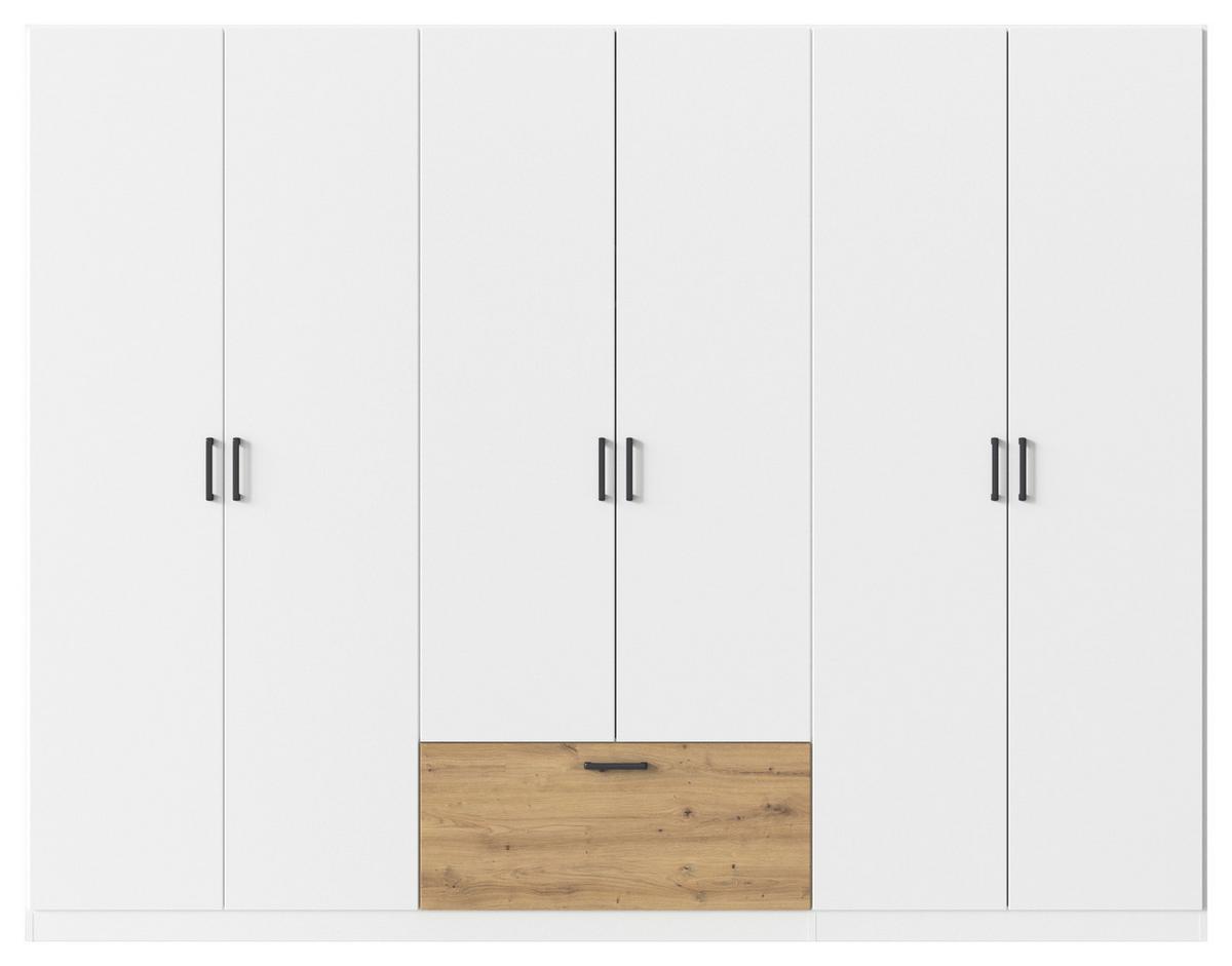 Omara Za Oblačila Bari, Bela, Barva Hrasta - siva/bela, Basics, kovina/leseni material (271/210/54cm) - Boxxx
