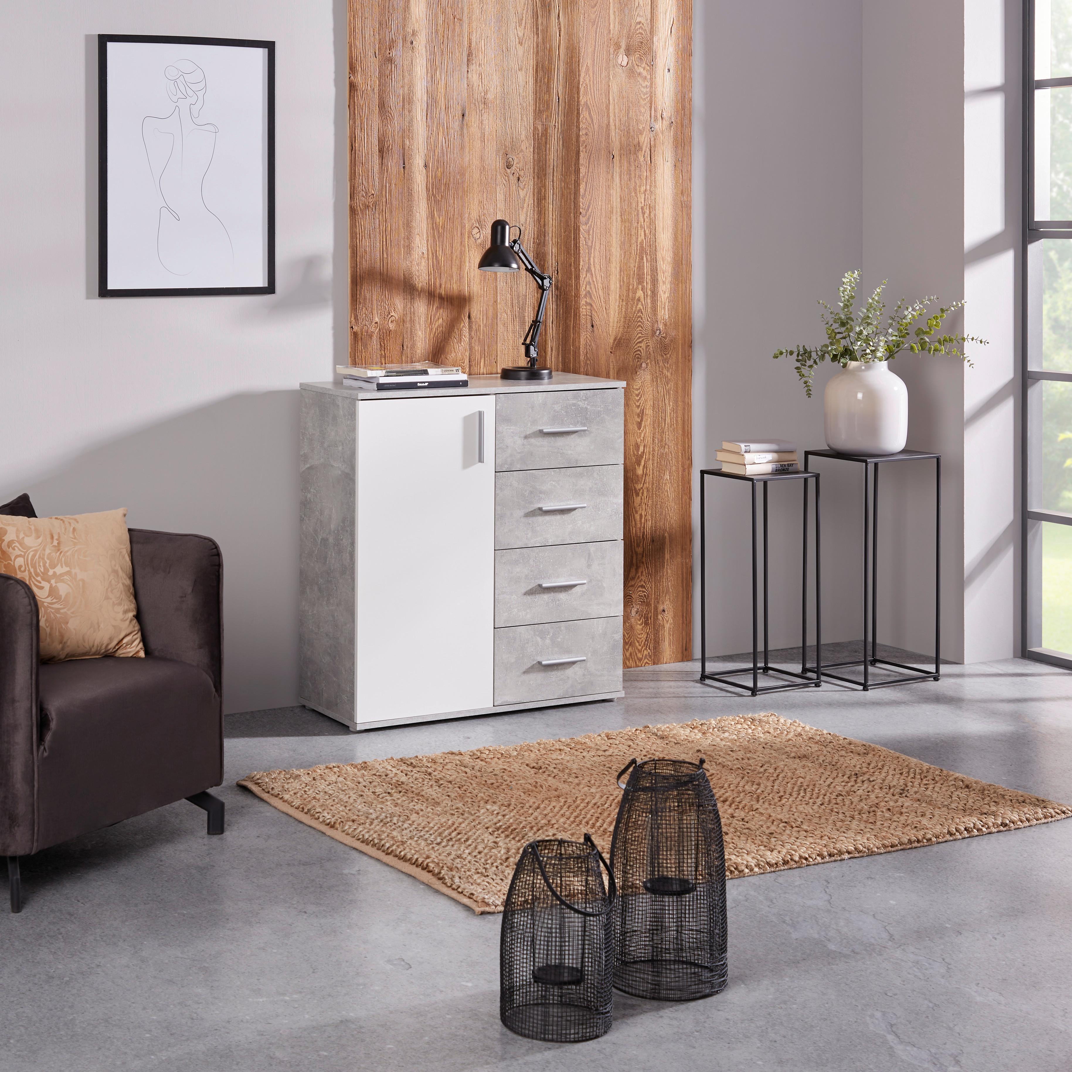 Komoda Ina 02 - barve aluminija, Moderno, umetna masa/leseni material (88,2/94,8/38,3cm) - Modern Living