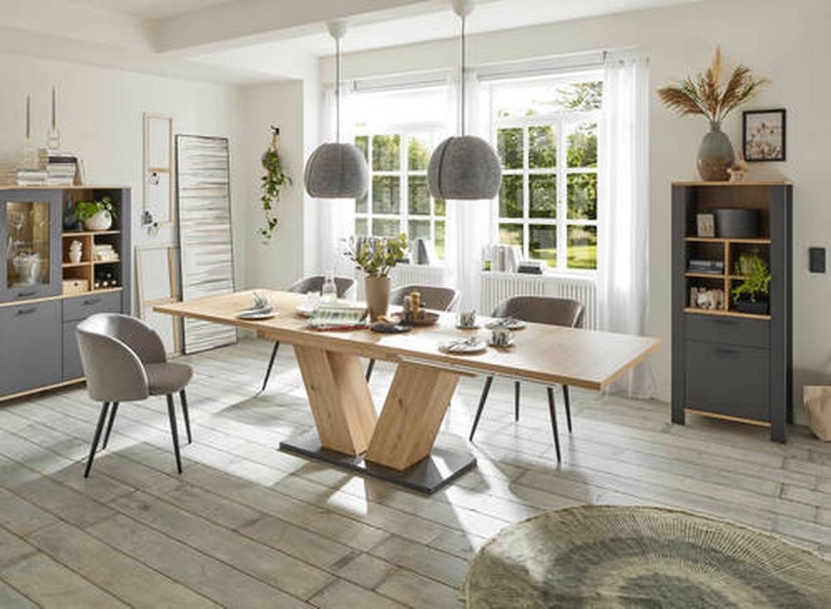 MASĂ EXTENSIBILĂ KOMFORT 2.0/V_160-260 - stejar Artisan/negru, Modern, material pe bază de lemn (160-260/76/90cm) - Premium Living