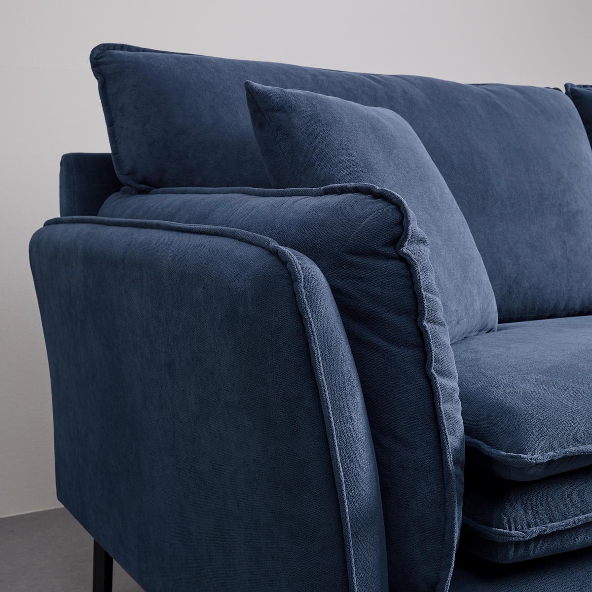 Sedežna Garnitura Lani, Iz Žameta - črna/temno modra, Moderno, kovina/tekstil (296/86/170cm) - Bessagi Home