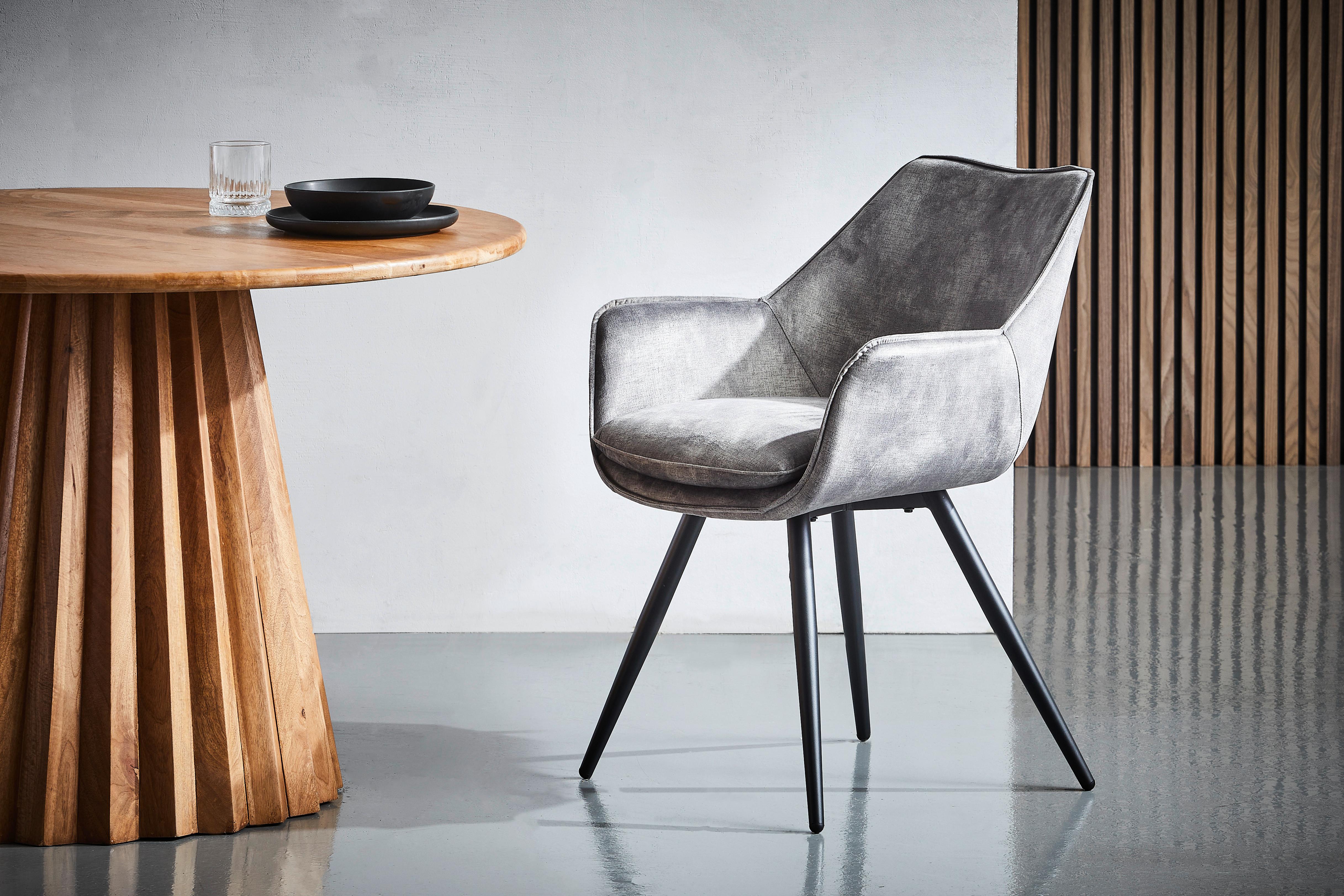 KRZESŁO Z PODŁOKIETNIKAMI SETTANTA - czarny/szary, Modern, metal/drewno (62/85/64cm) - Livetastic