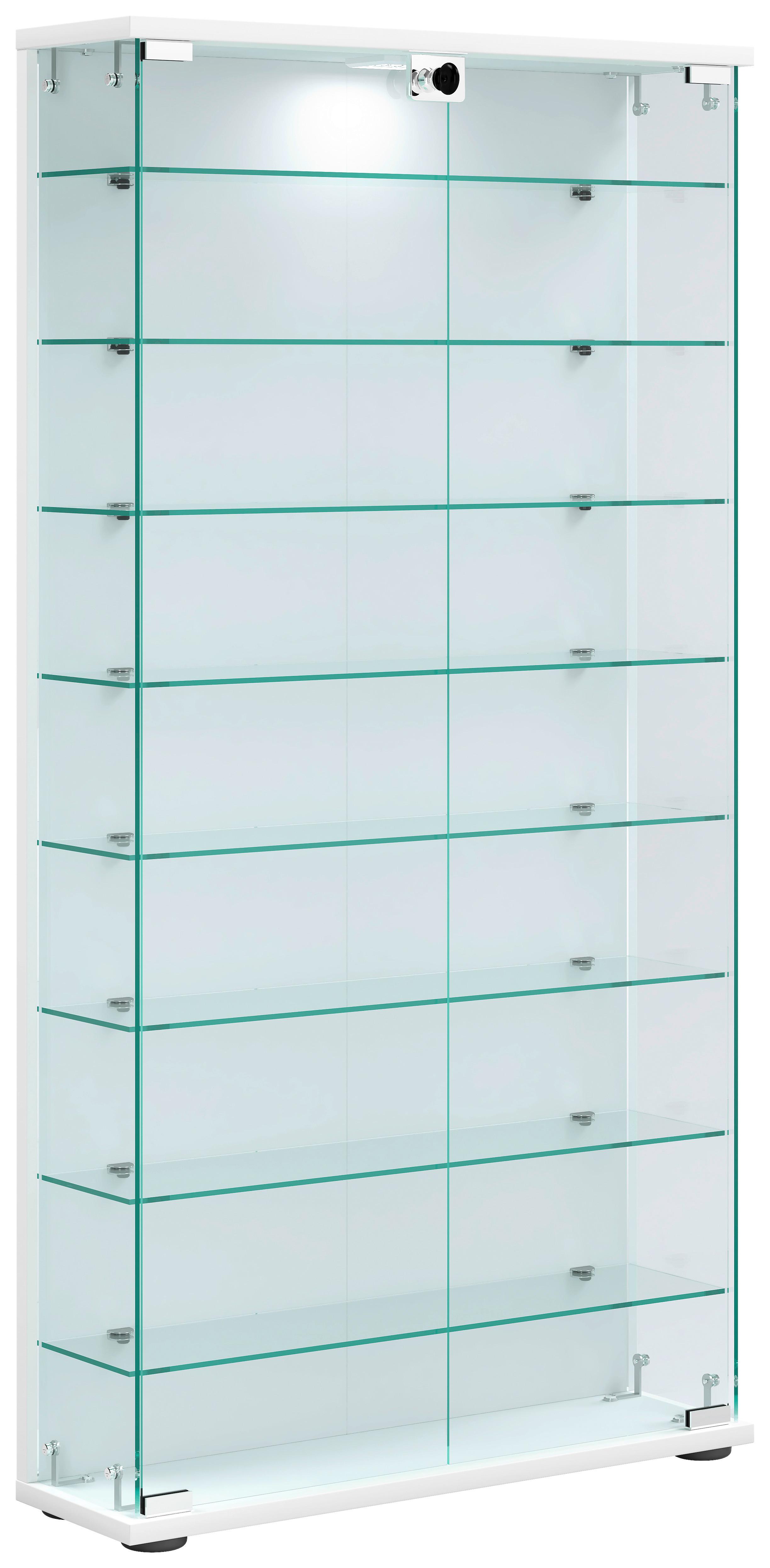 Vitrine Stelas L - Weiss/Transparent, Design, Glas/Holzwerkstoff (59/114/17cm) - MID.YOU