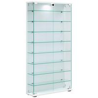 Vitrine Stelas L Weiß - Transparent/Schwarz, Design, Glas/Holzwerkstoff (59/114/17cm) - MID.YOU