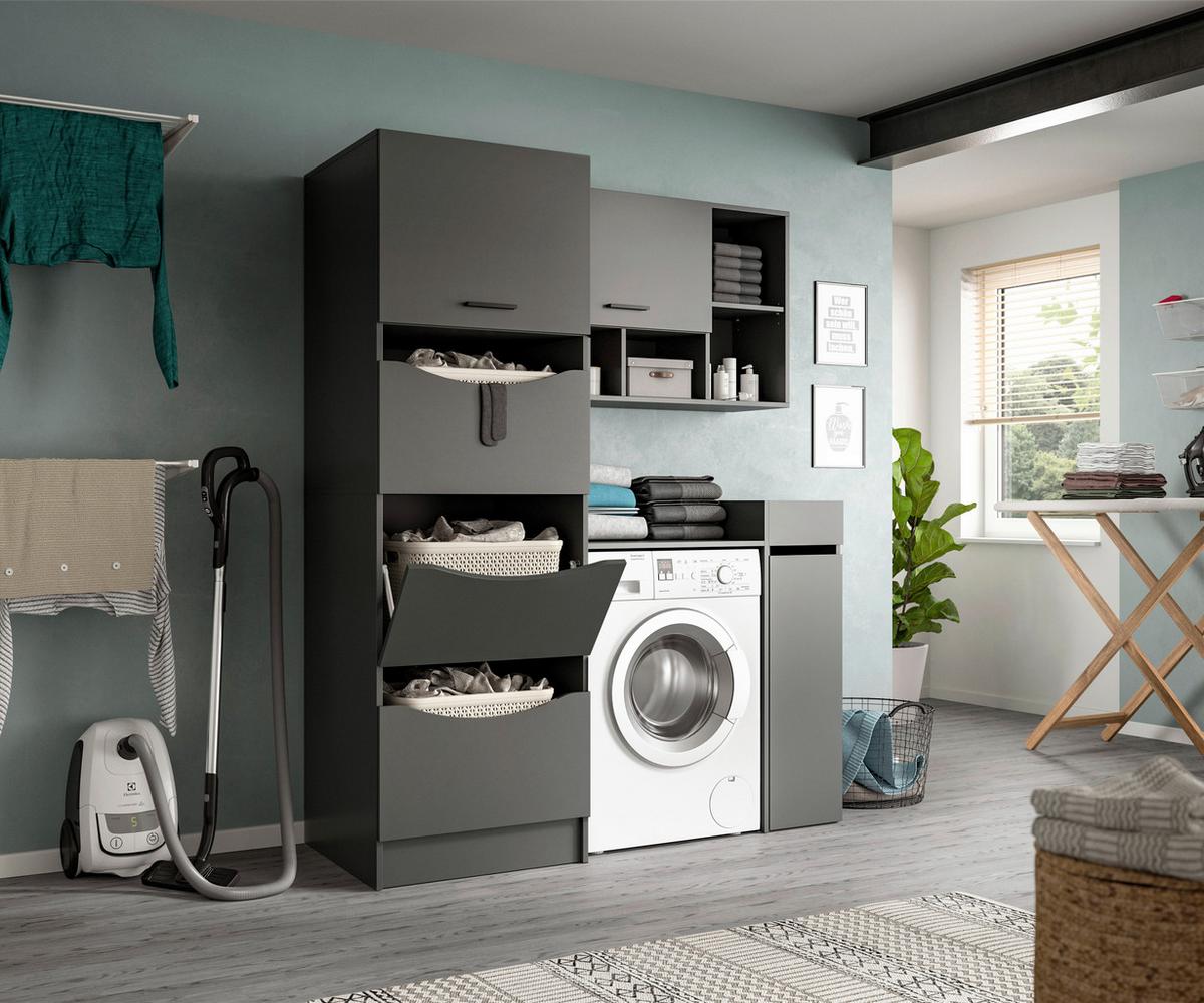 Omara Za Pralni Stroj Free, Antracit - antracit, Basics, leseni material (126/195/68cm) - MID.YOU