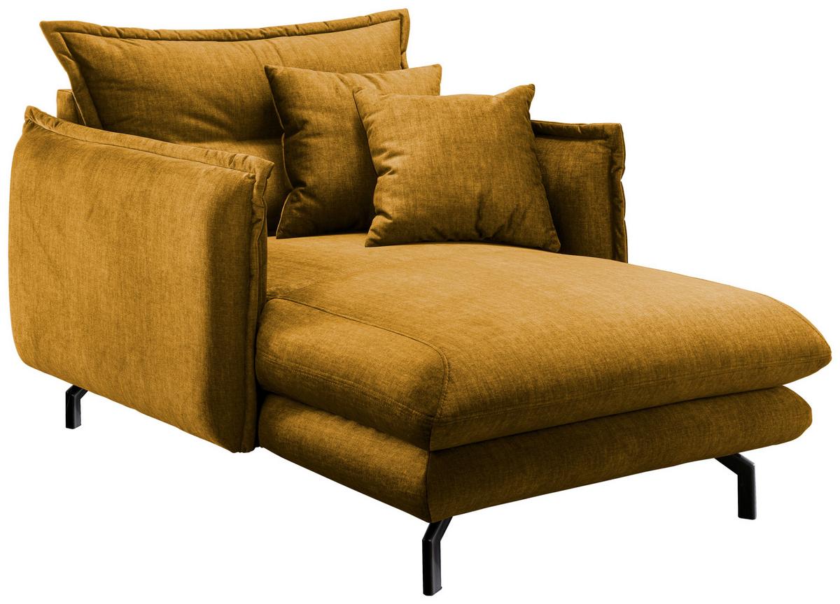 Relaxsessel Lava Gelb Velours - Gelb/Schwarz, MODERN, Textil/Metall (111/101/167cm) - Livetastic