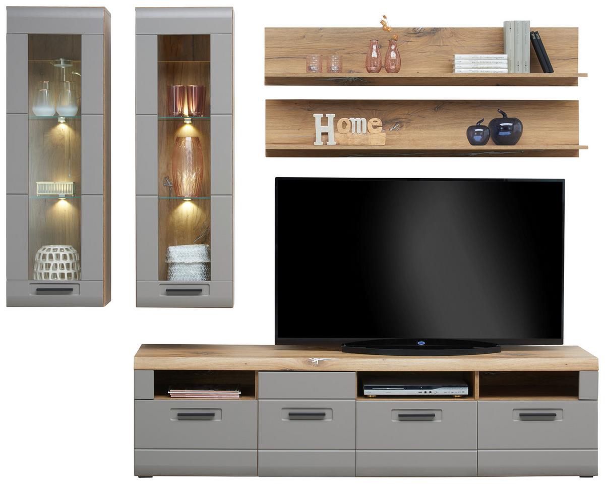 Tv-element Auris, Barva Hrasta, Siva - siva, Moderno, umetna masa/leseni material (190/49,5/49,6cm) - Mömax
