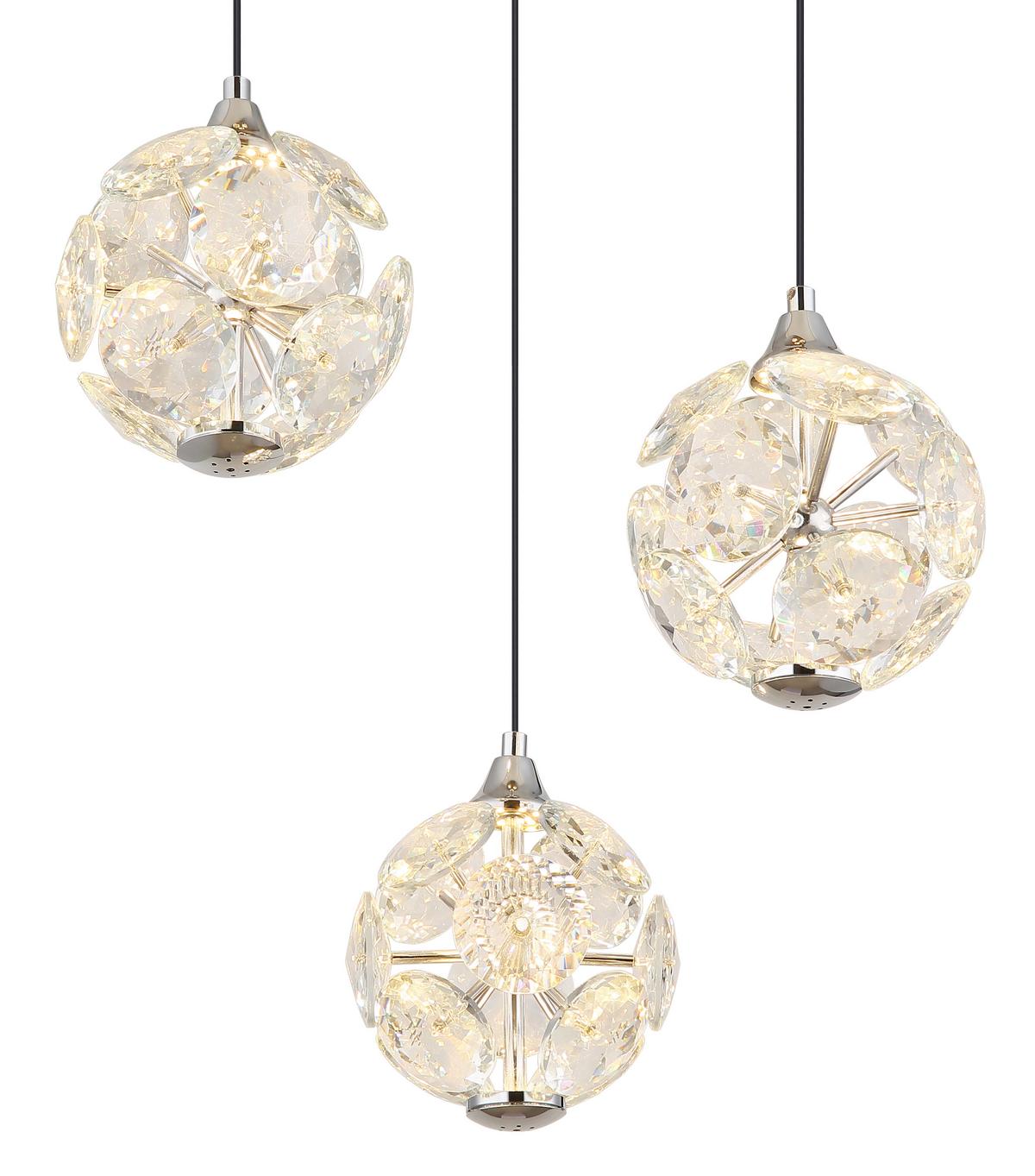 LED-HÄNGELEUCHTE 16047-3HC VIRINA - Klar/Chromfarben, Konventionell, Glas/Kunststoff (42/15cm) - Globo